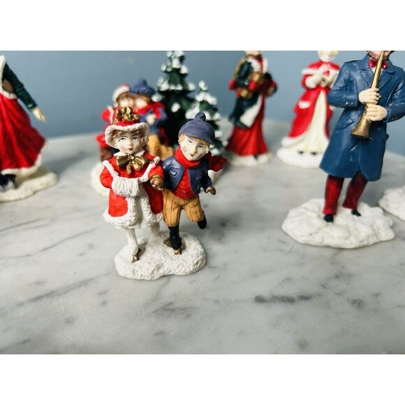 Mervyn’s Christmas Village Square 4" Boy Girl Man Woman Ice Skating Skaters 1991 - Picture 8 of 8